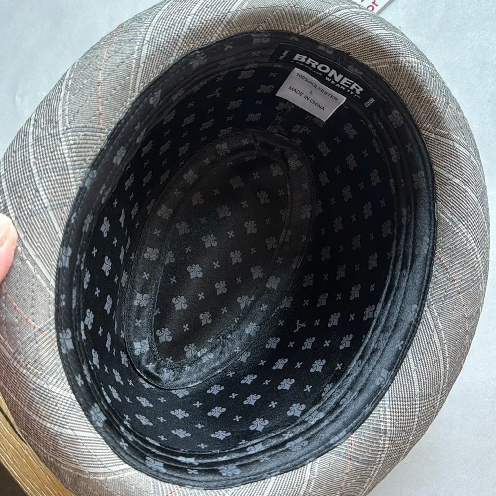 NWT Men’s BRONER Wool Fedora Plaid hat